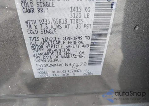 2017 Nissan Pathfinder Sl from USA, damaged, VIN 5N1DR2MM4HC637172